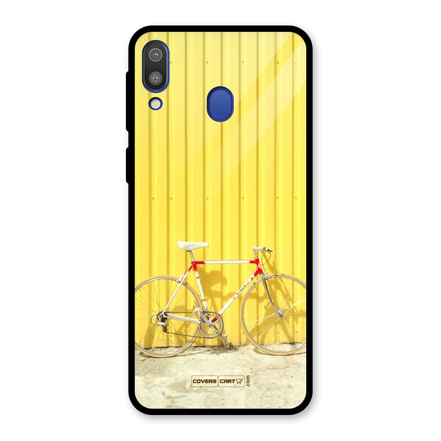 Yellow Cycle Classic Glass Back Case for Galaxy M20