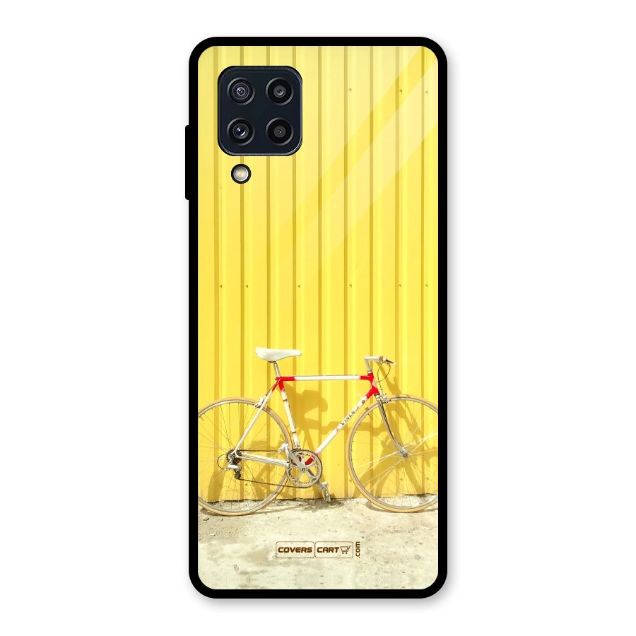 Yellow Cycle Classic Glass Back Case for Galaxy M32