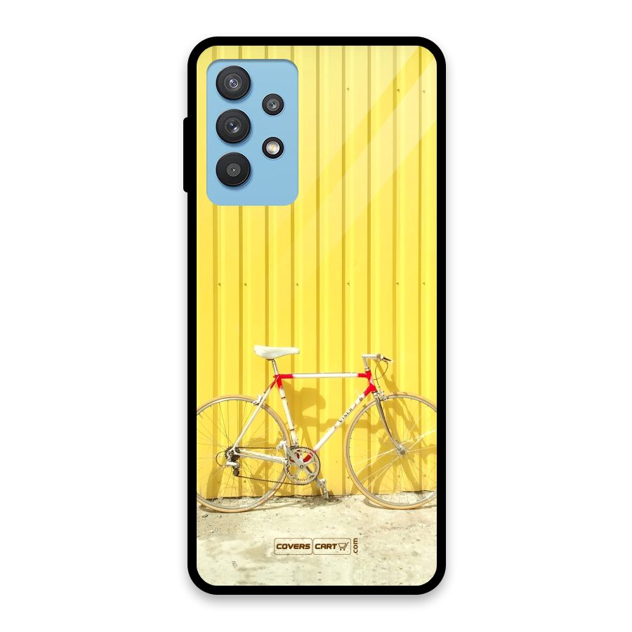 Yellow Cycle Classic Glass Back Case for Galaxy M32 5G