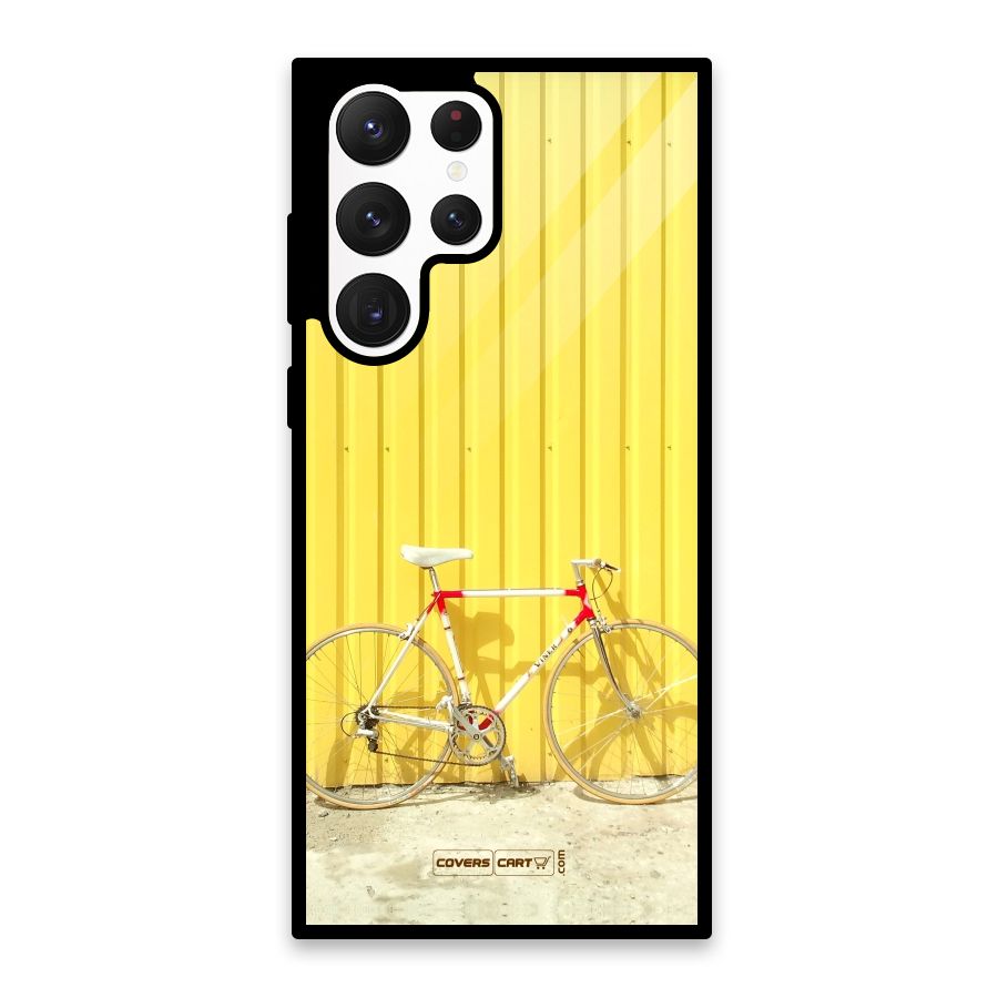 Yellow Cycle Classic Glass Back Case for Galaxy S22 Ultra 5G