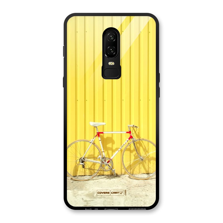 Yellow Cycle Classic Glass Back Case for OnePlus 6