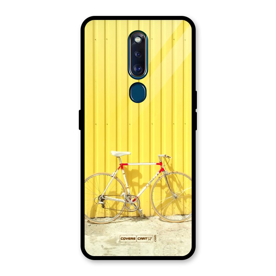 Yellow Cycle Classic Glass Back Case for Oppo F11 Pro