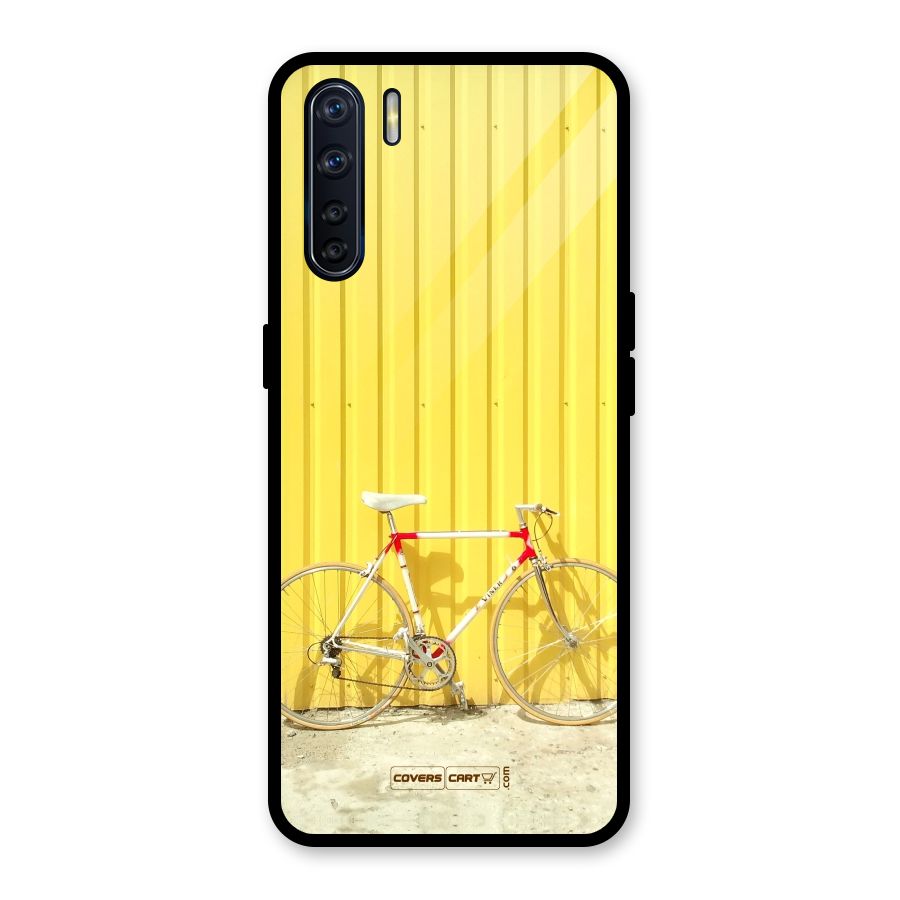 Yellow Cycle Classic Glass Back Case for Oppo F15