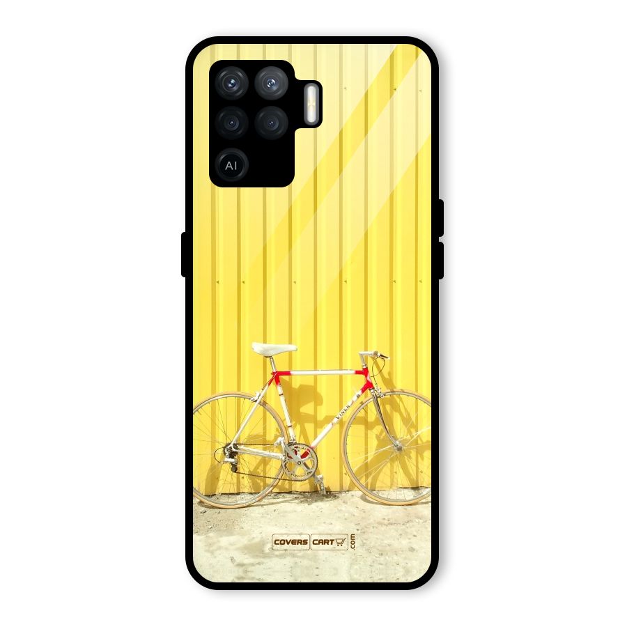 Yellow Cycle Classic Glass Back Case for Oppo F19 Pro