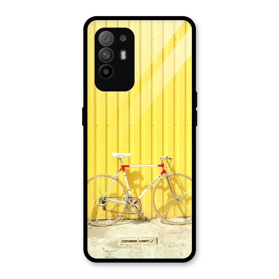 Yellow Cycle Classic Glass Back Case for Oppo F19 Pro Plus 5G