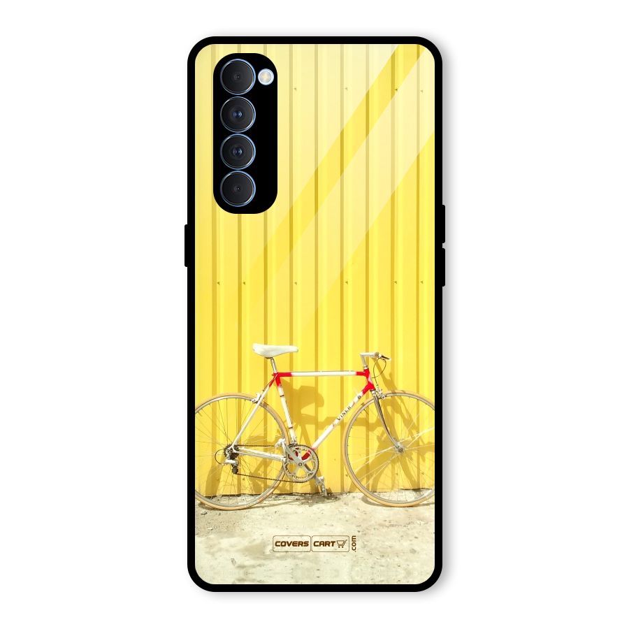 Yellow Cycle Classic Glass Back Case for Oppo Reno4 Pro