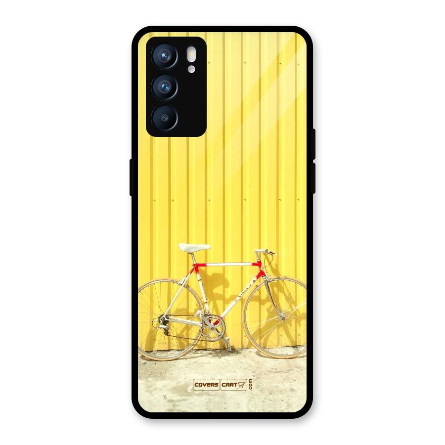 Yellow Cycle Classic Glass Back Case for Oppo Reno6 5G