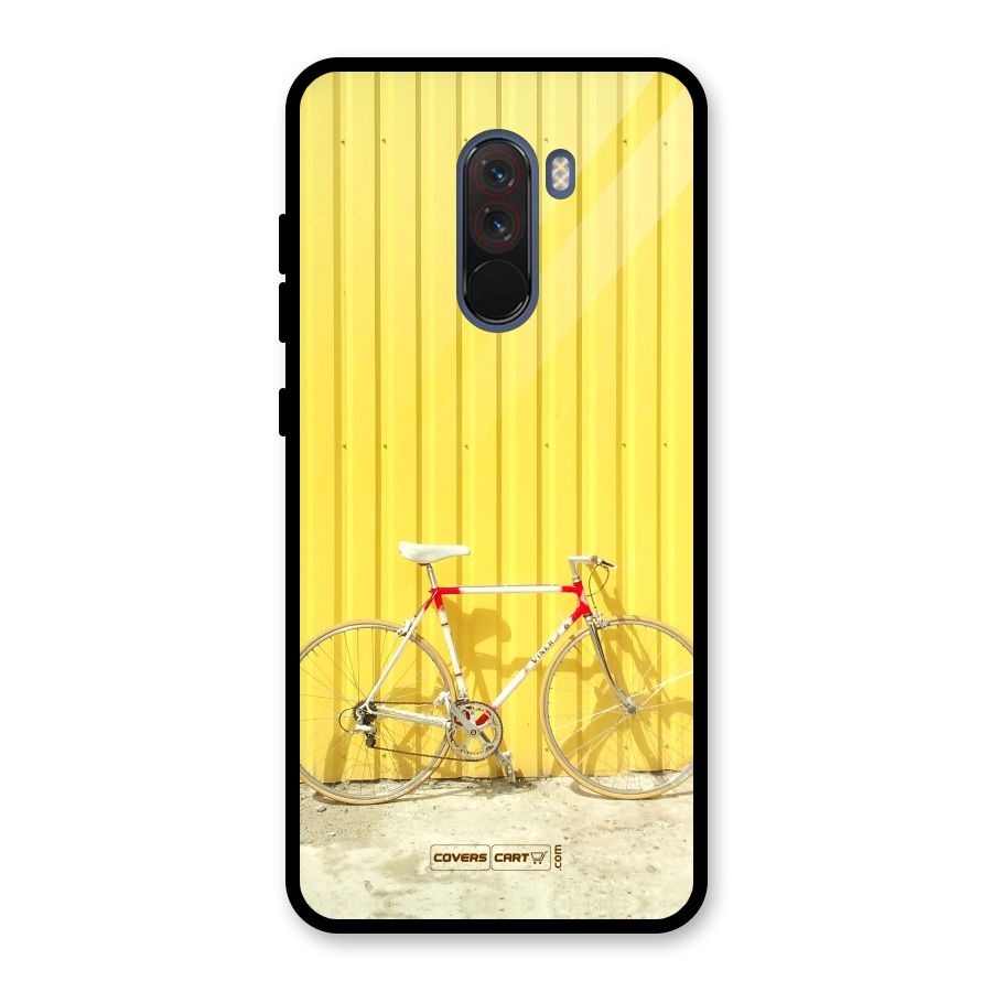 Yellow Cycle Classic Glass Back Case for Poco F1
