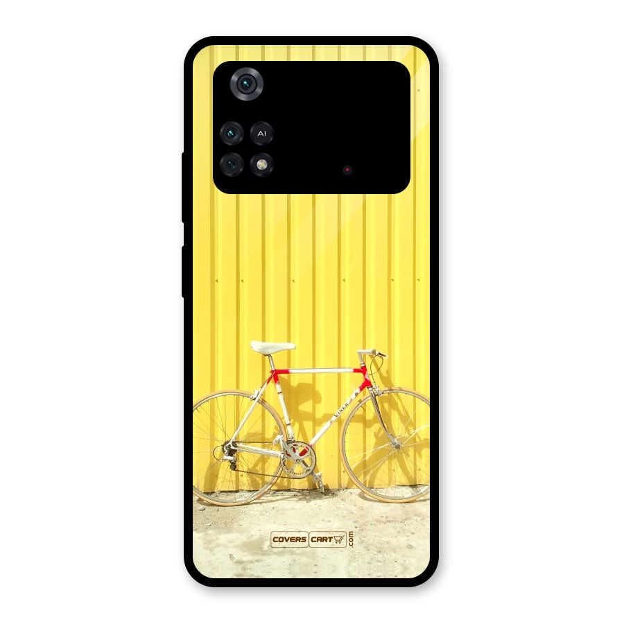 Yellow Cycle Classic Glass Back Case for Poco M4 Pro 4G