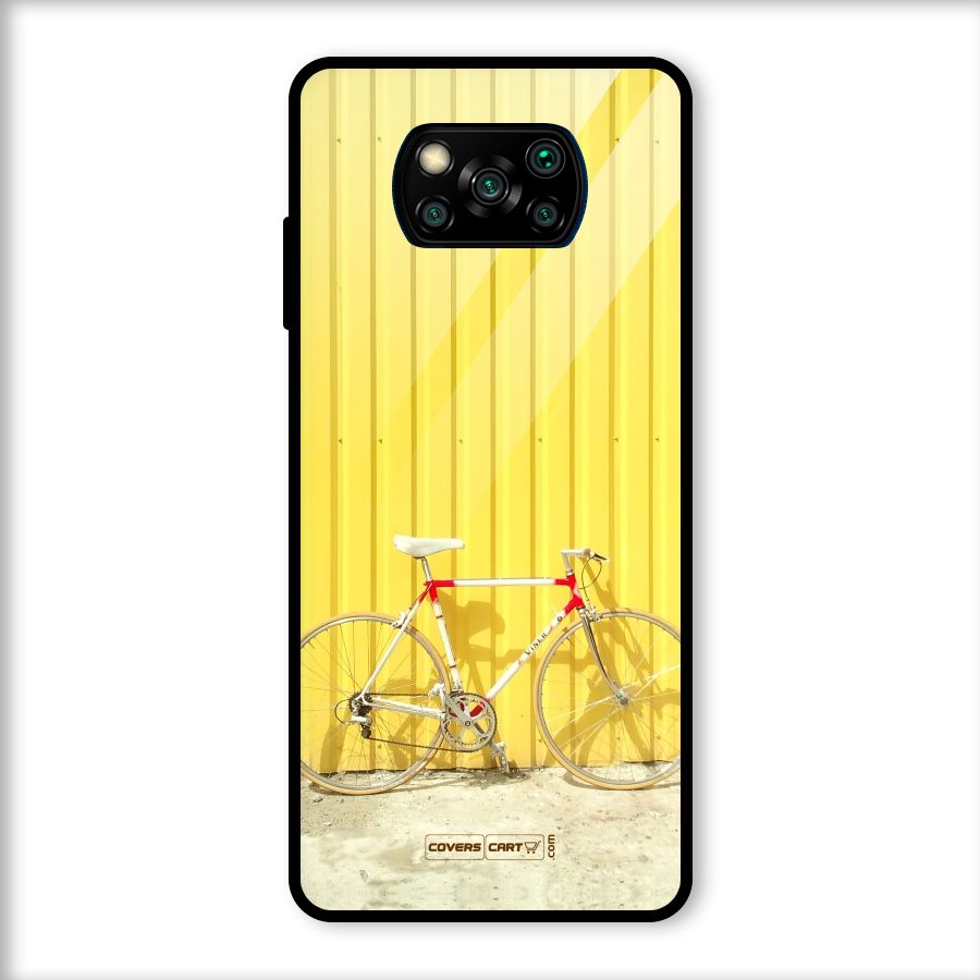 Yellow Cycle Classic Glass Back Case for Poco X3