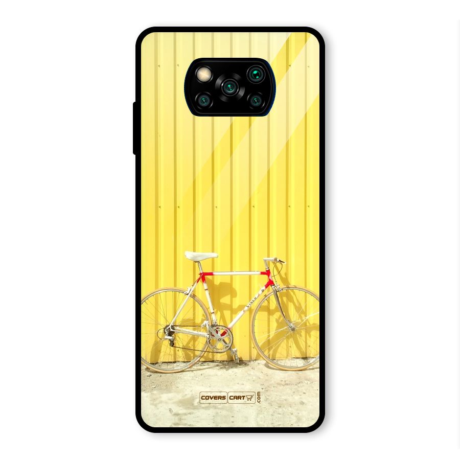 Yellow Cycle Classic Glass Back Case for Poco X3 Pro