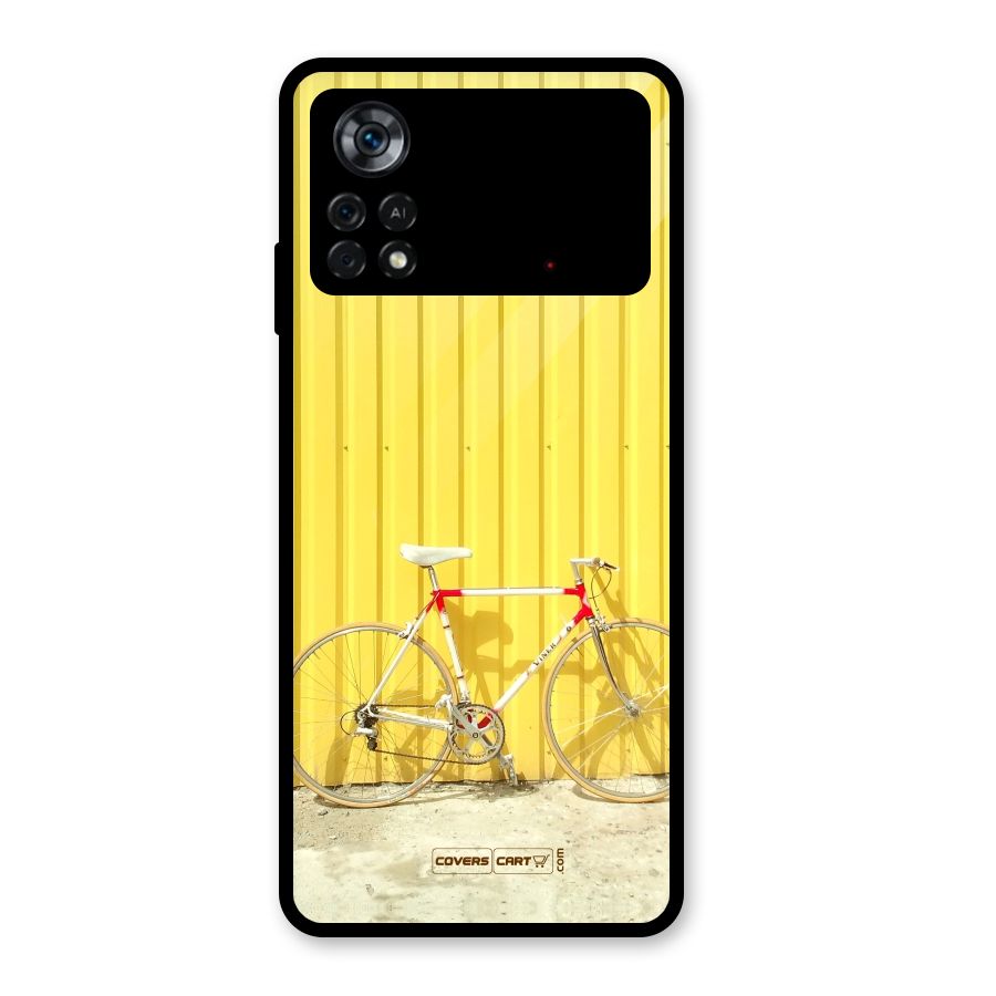 Yellow Cycle Classic Glass Back Case for Poco X4 Pro 5G