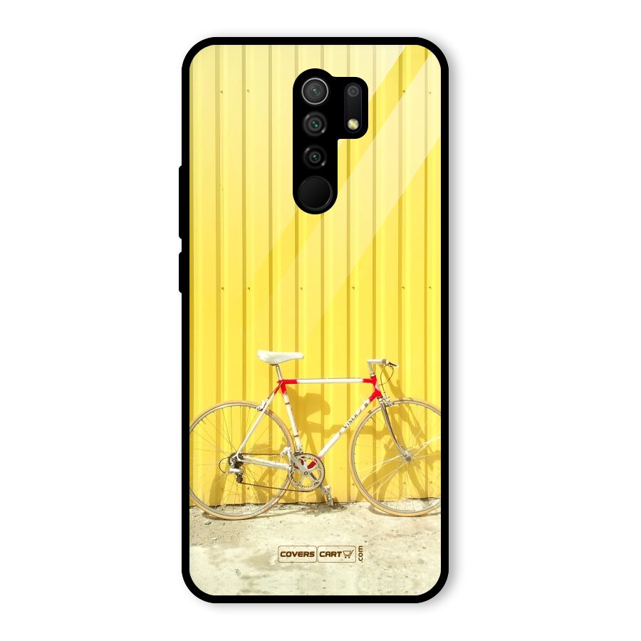 Yellow Cycle Classic Glass Back Case for Redmi 9 Prime