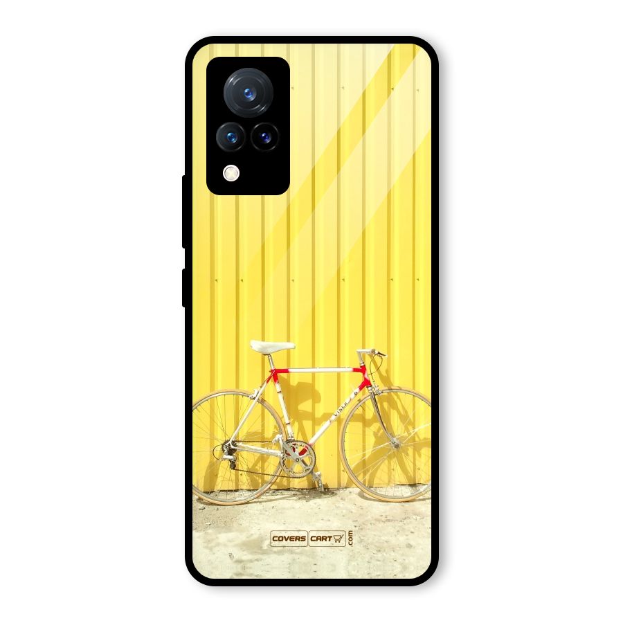 Yellow Cycle Classic Glass Back Case for Vivo V21 5G