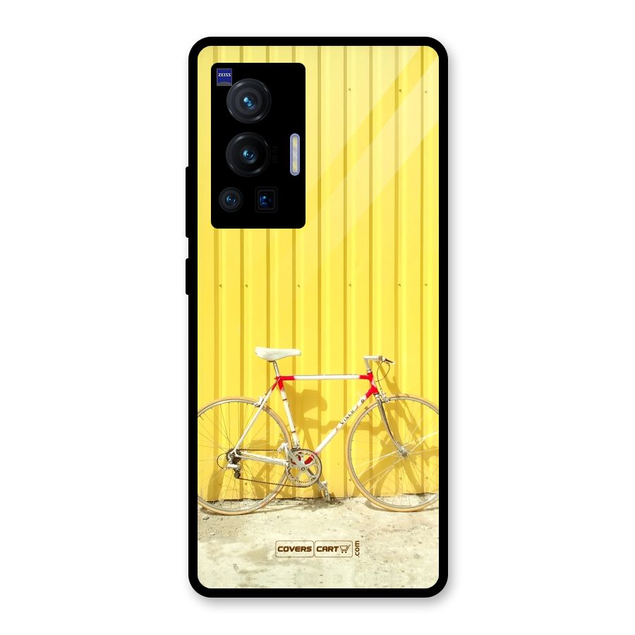 Yellow Cycle Classic Glass Back Case for Vivo X70 Pro