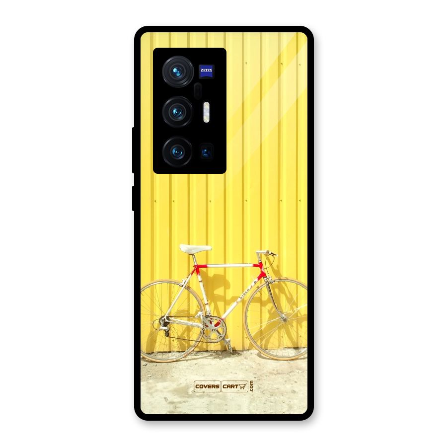 Yellow Cycle Classic Glass Back Case for Vivo X70 Pro Plus