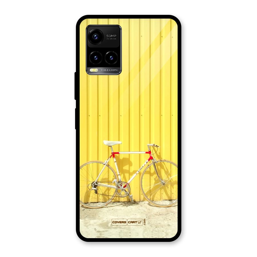 Yellow Cycle Classic Glass Back Case for Vivo Y21T