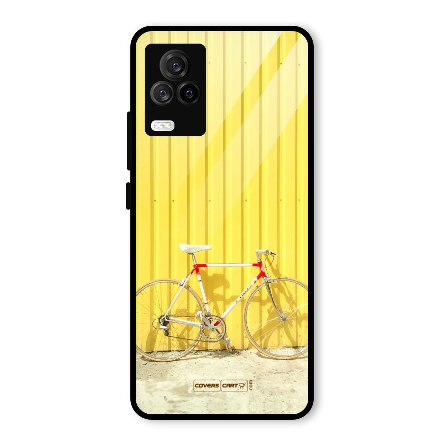Yellow Cycle Classic Glass Back Case for Vivo iQOO 7 Legend 5G