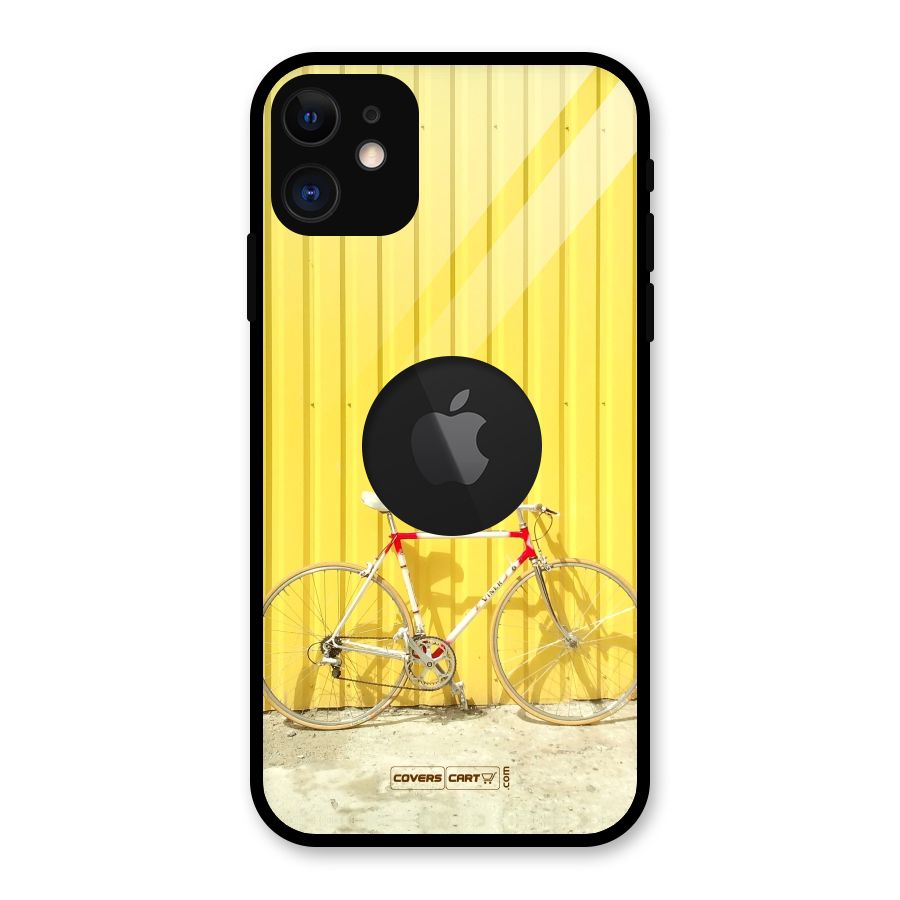 Yellow Cycle Classic Glass Back Case for iPhone 11 Logo Cut