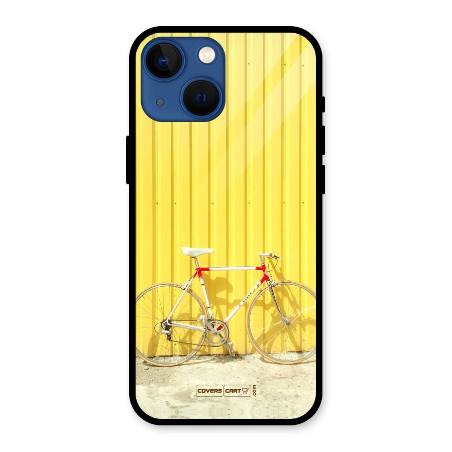 Yellow Cycle Classic Glass Back Case for iPhone 13 Mini