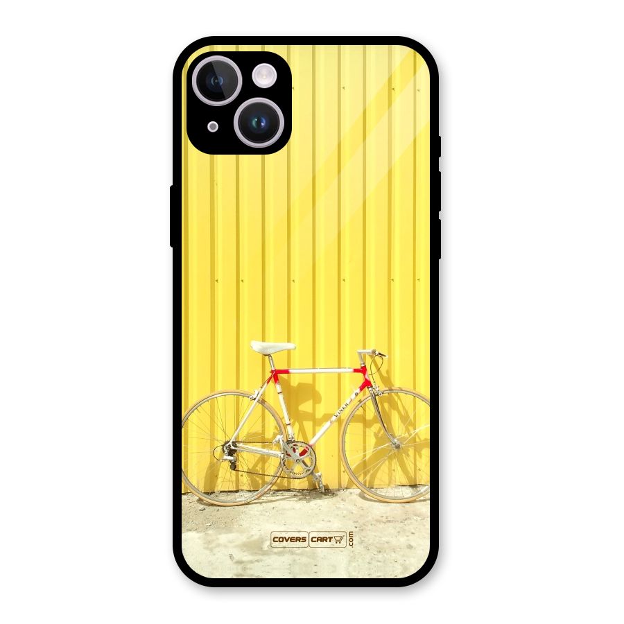 Yellow Cycle Classic Glass Back Case for iPhone 14 Plus