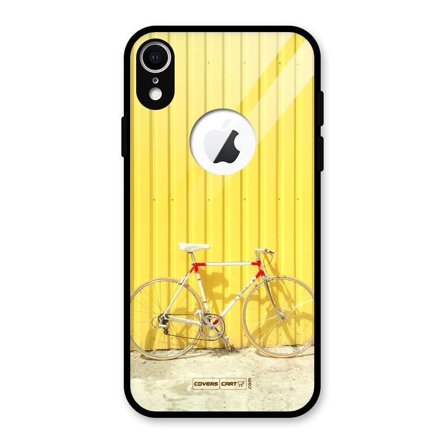 Yellow Cycle Classic Glass Back Case for iPhone XR Logo Cut