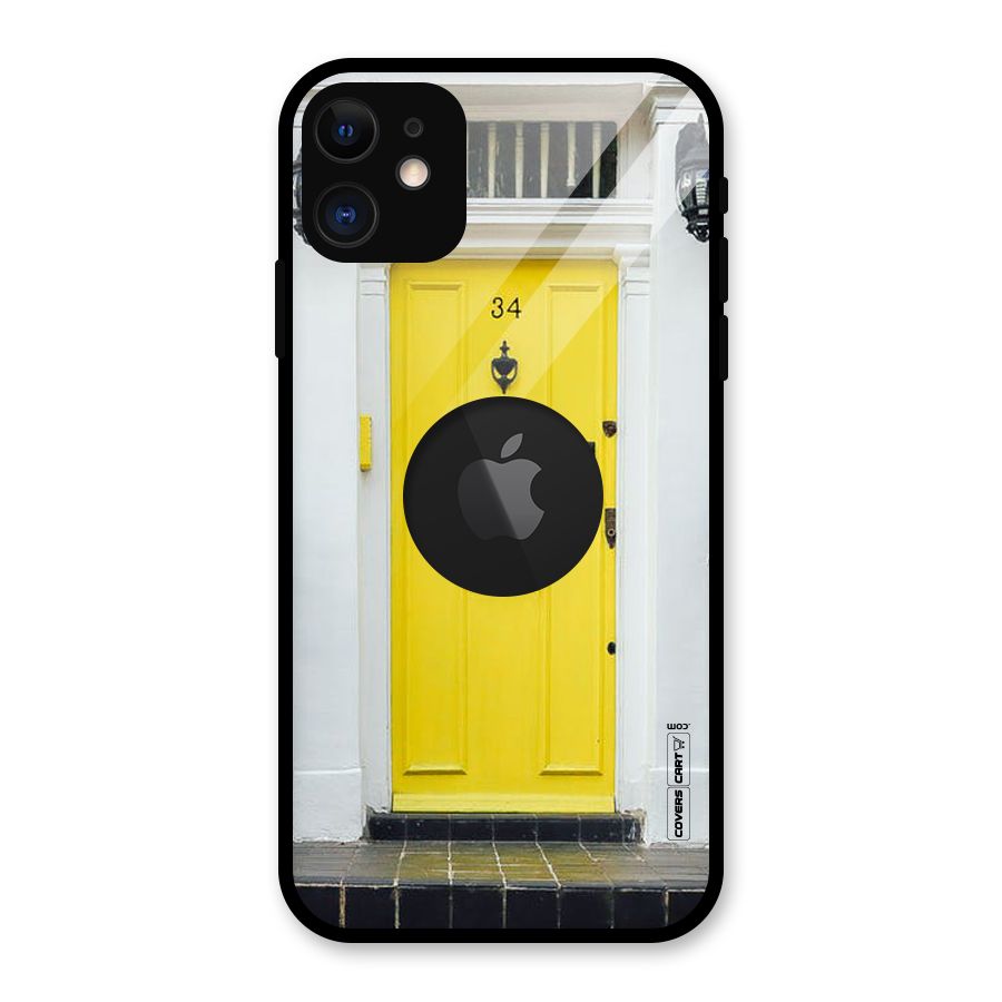 Yellow Door Glass Back Case for iPhone 11 Logo Cut