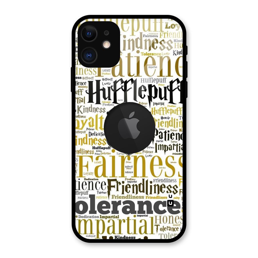 Yellow Fairness Glass Back Case for iPhone 11 Logo Cut