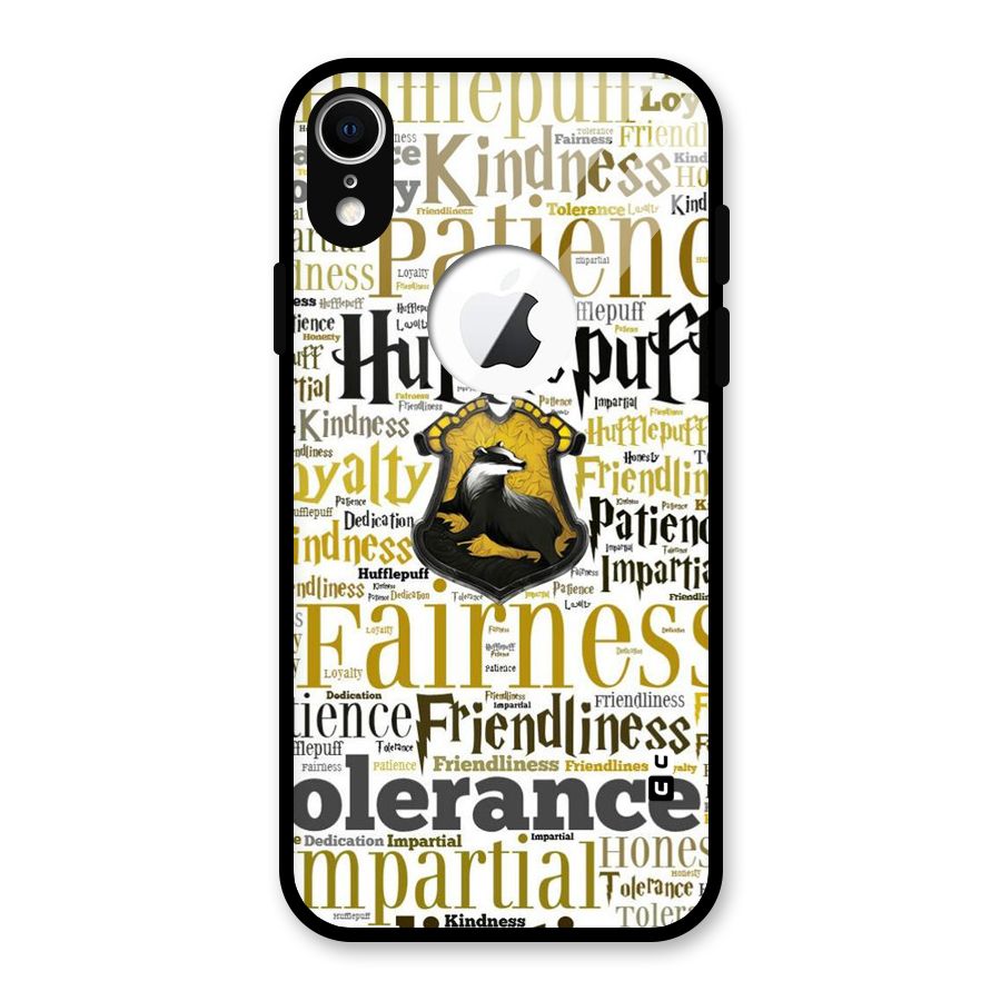 Yellow Fairness Glass Back Case for iPhone XR Logo Cut
