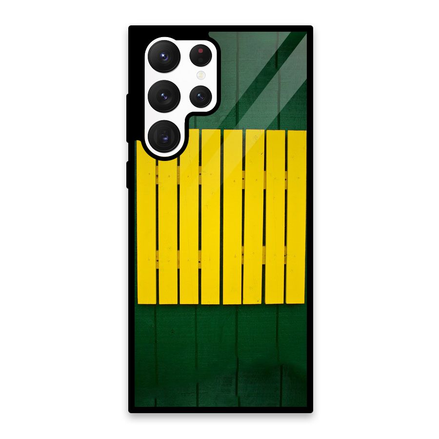 Yellow Fence Glass Back Case for Galaxy S22 Ultra 5G