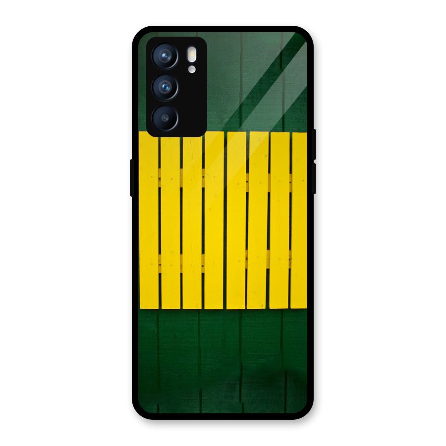 Yellow Fence Glass Back Case for Oppo Reno6 5G