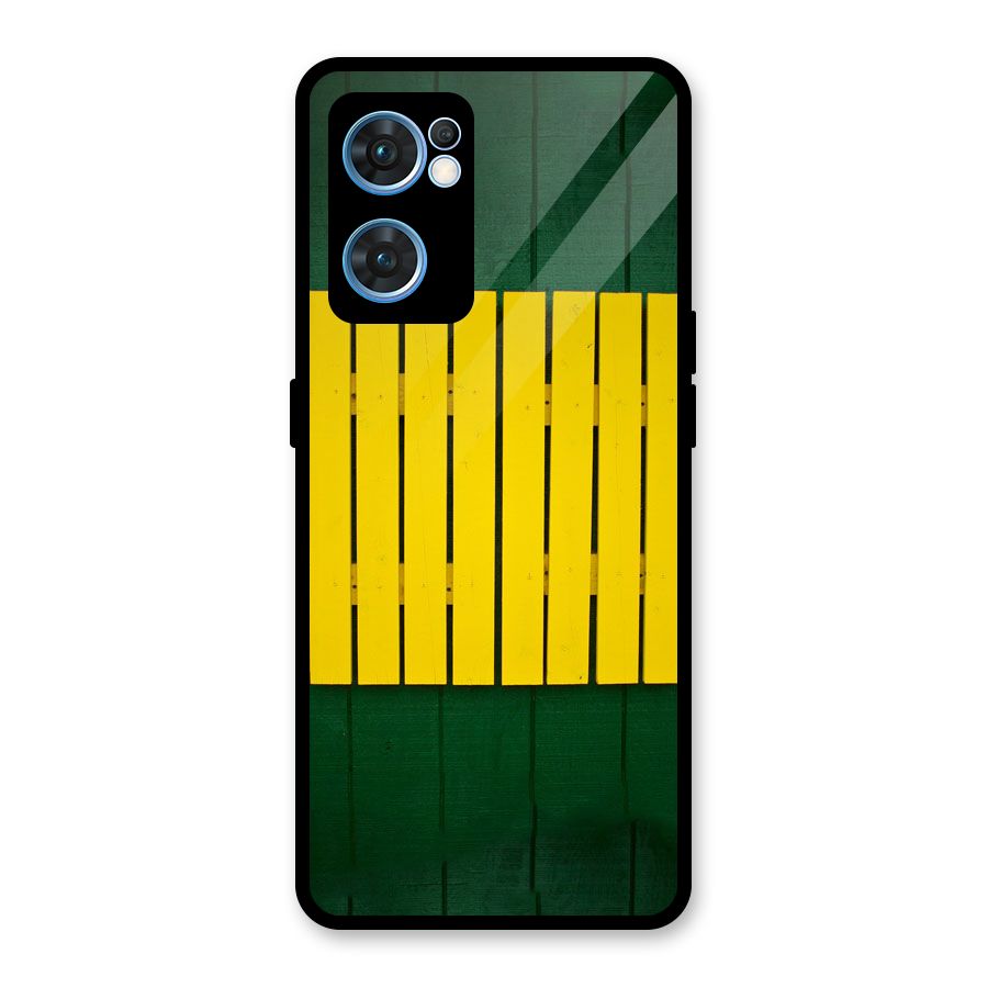 Yellow Fence Glass Back Case for Oppo Reno7 5G