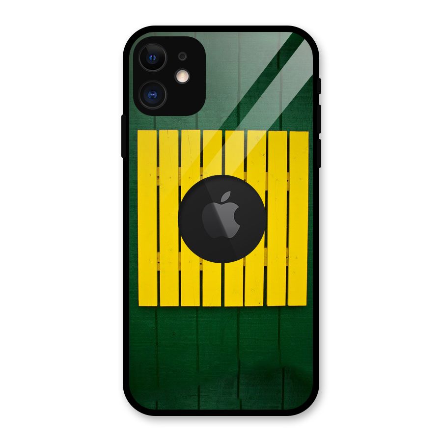 Yellow Fence Glass Back Case for iPhone 11 Logo Cut