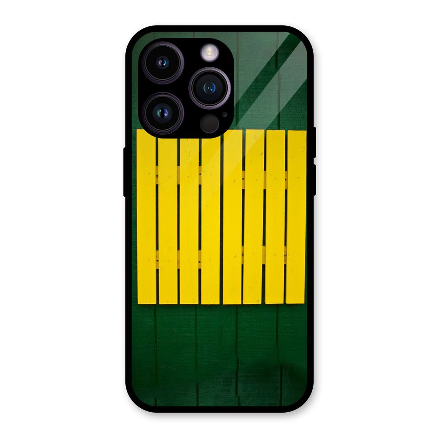 Yellow Fence Glass Back Case for iPhone 14 Pro