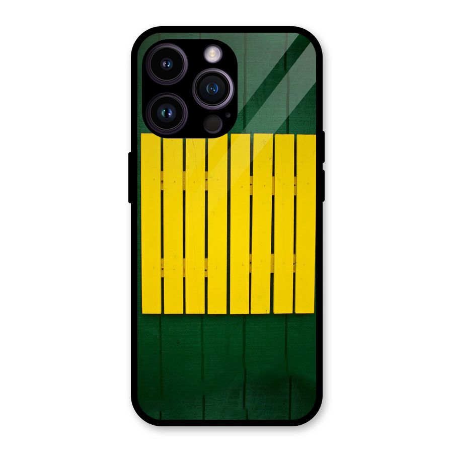 Yellow Fence Glass Back Case for iPhone 14 Pro Max