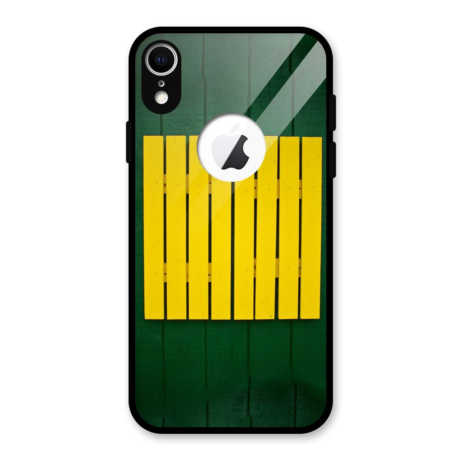 Yellow Fence Glass Back Case for iPhone XR Logo Cut