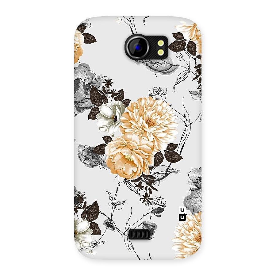 Yellow Floral Back Case for Micromax Canvas 2 A110