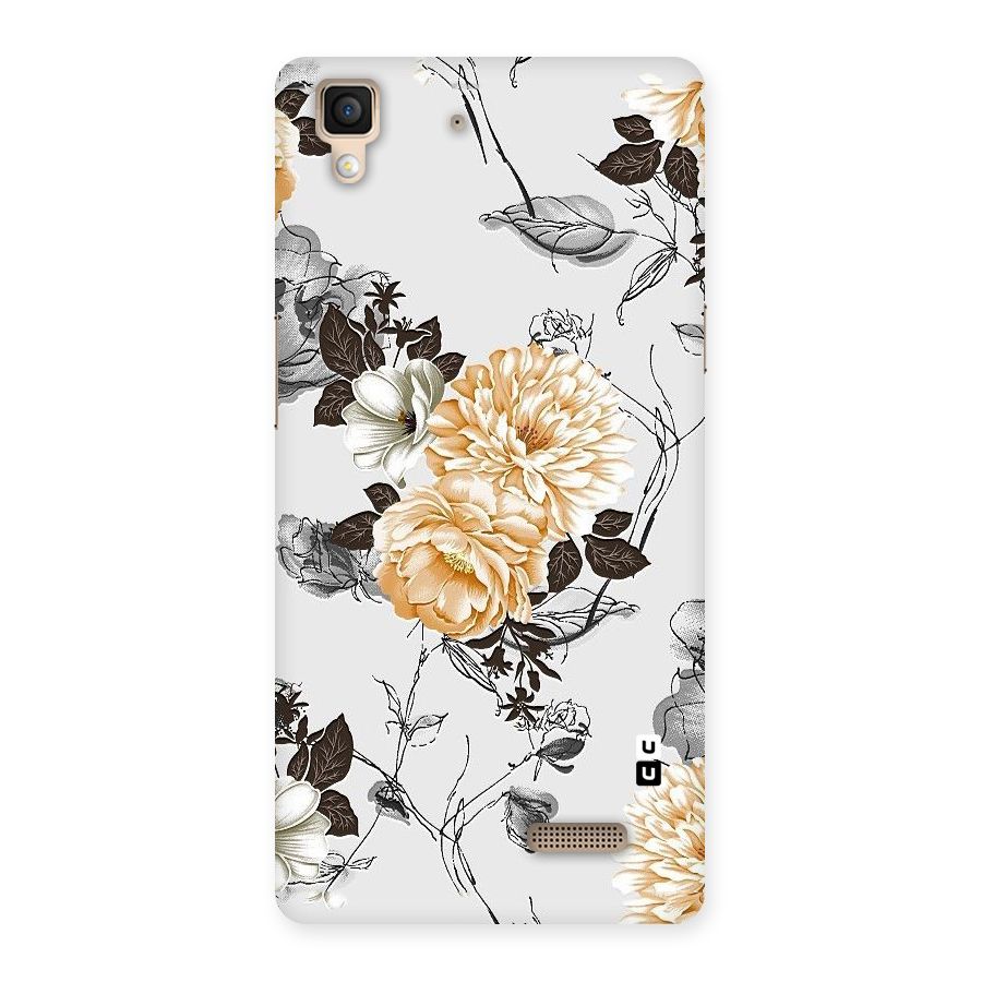 Yellow Floral Back Case for Oppo R7