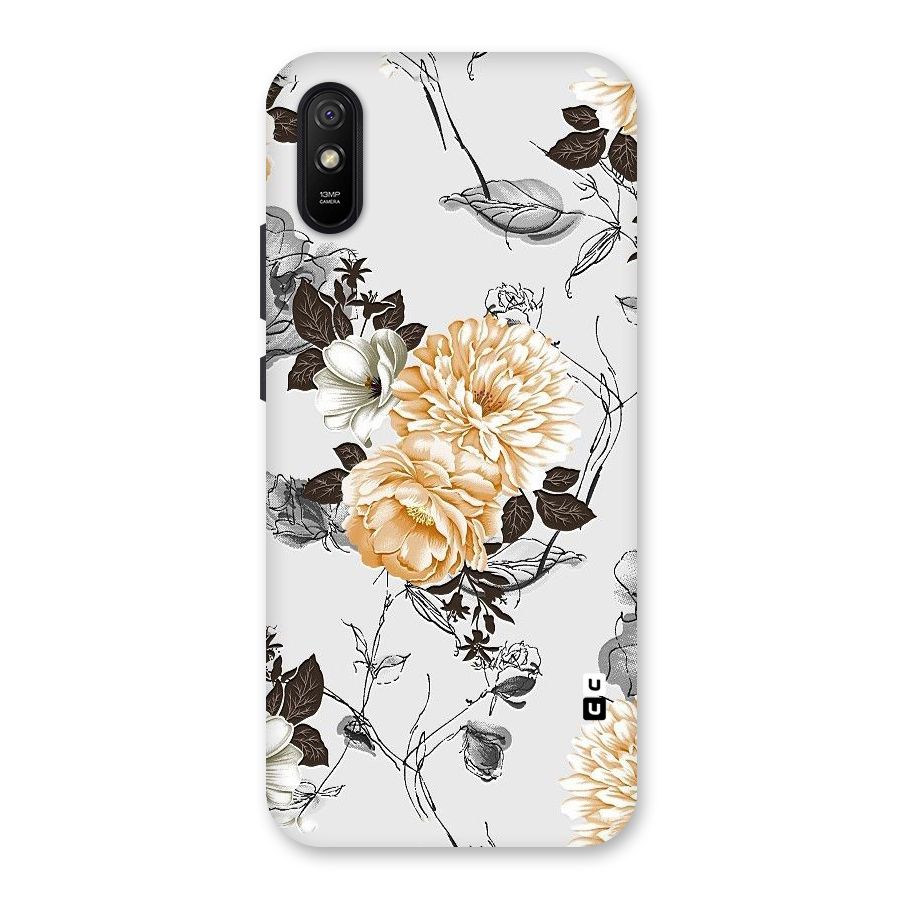 Yellow Floral Back Case for Redmi 9i