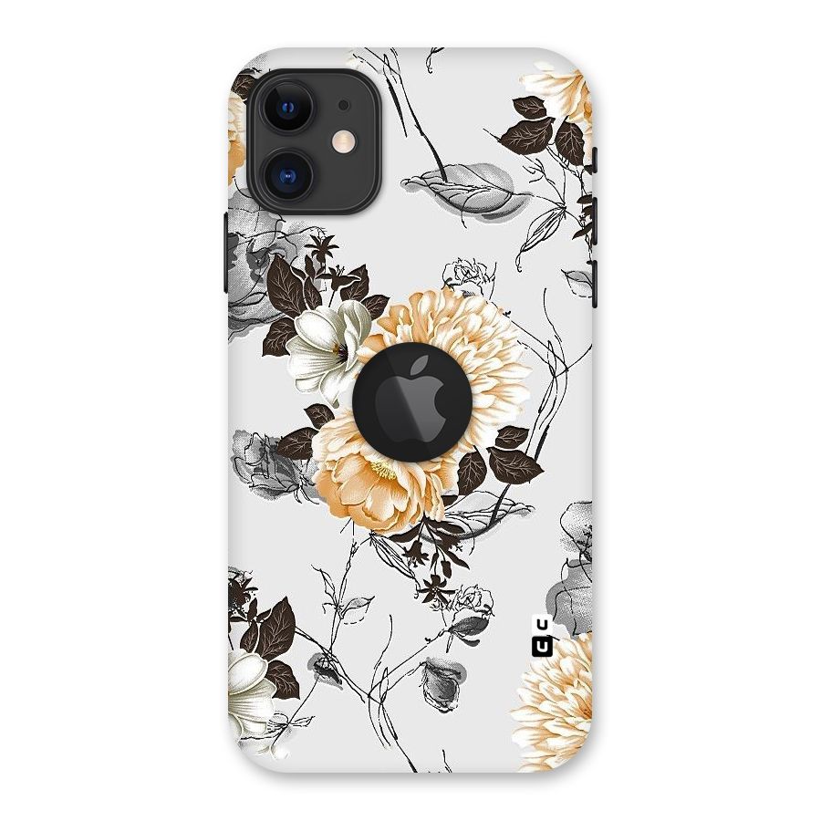 Yellow Floral Back Case for iPhone 11 Logo Cut