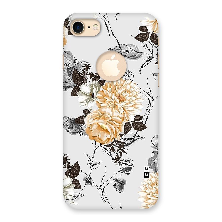 Yellow Floral Back Case for iPhone 7 Logo Cut