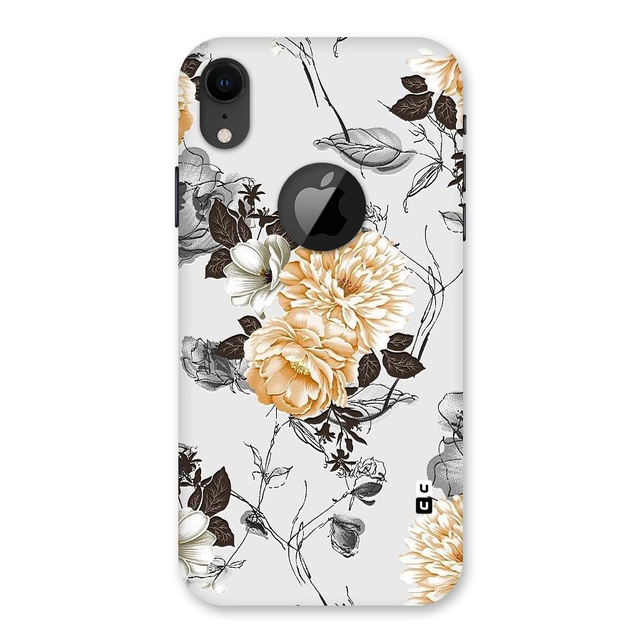 Yellow Floral Back Case for iPhone XR Logo Cut