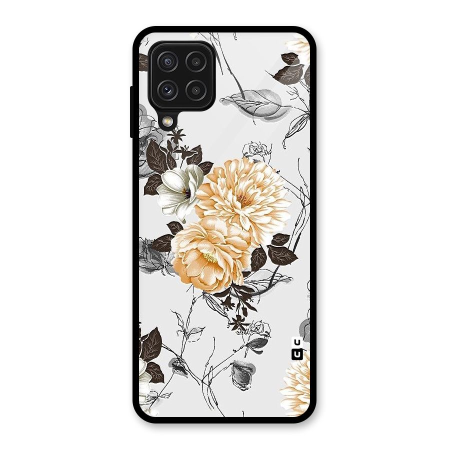 Yellow Floral Glass Back Case for Galaxy A22 4G