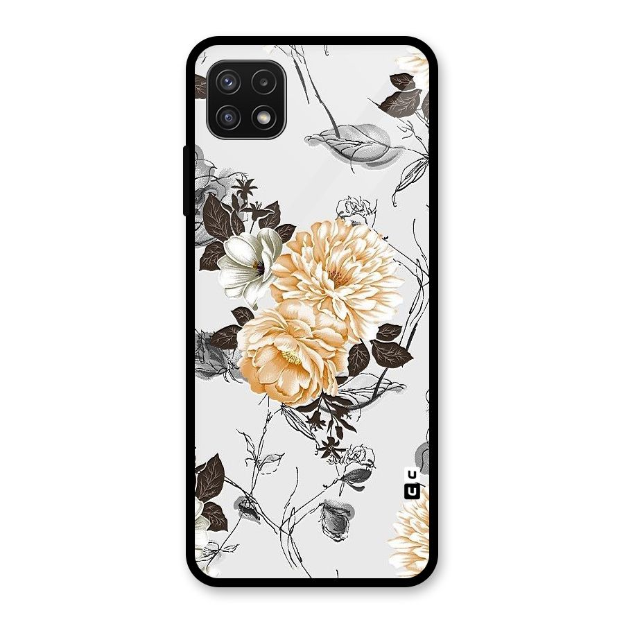 Yellow Floral Glass Back Case for Galaxy A22 5G