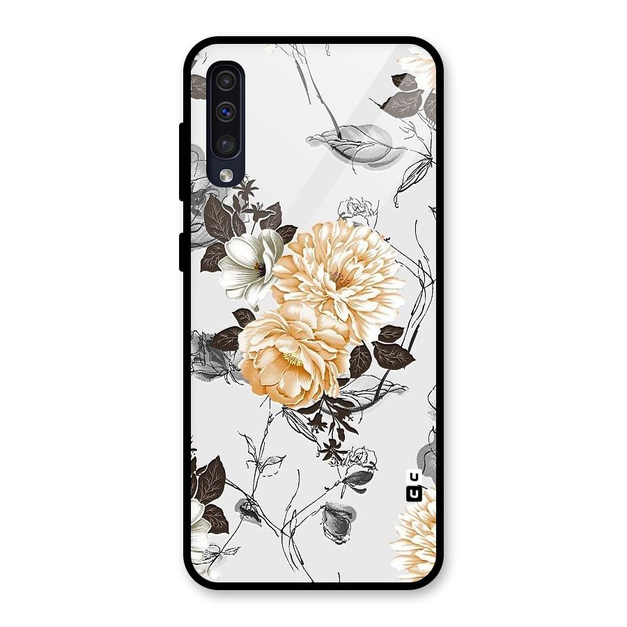 Yellow Floral Glass Back Case for Galaxy A30s