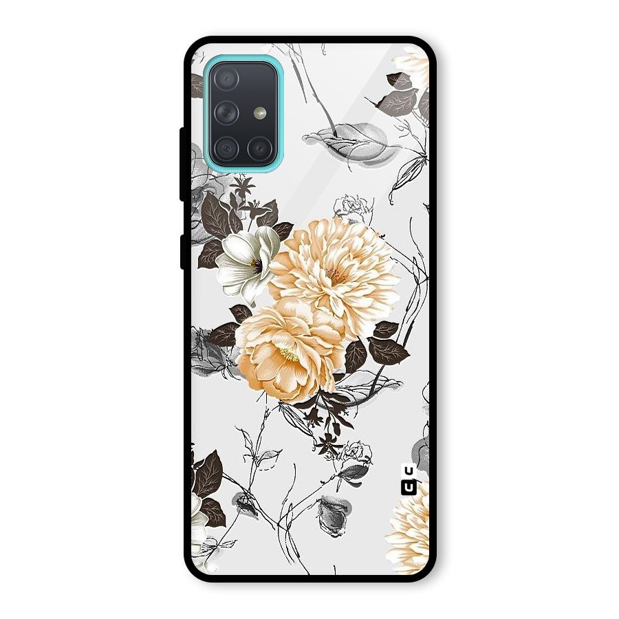 Yellow Floral Glass Back Case for Galaxy A71