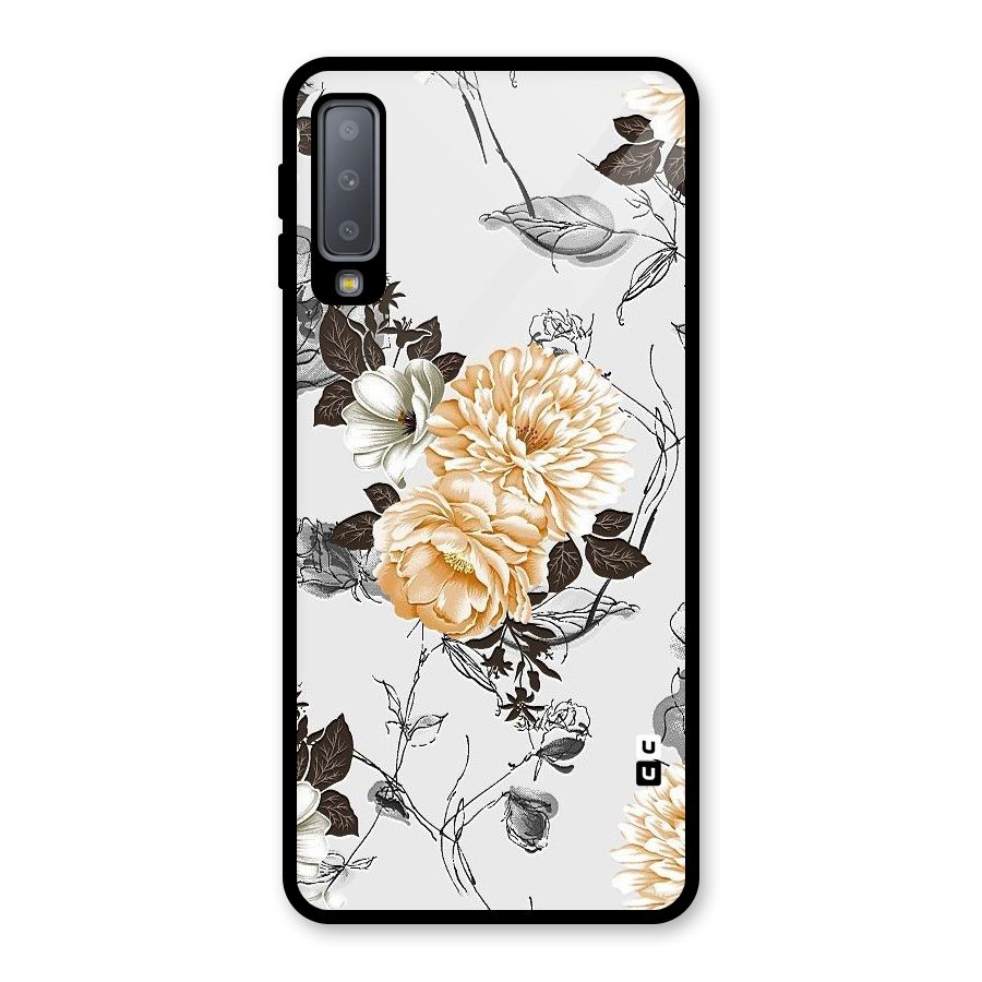 Yellow Floral Glass Back Case for Galaxy A7 (2018)