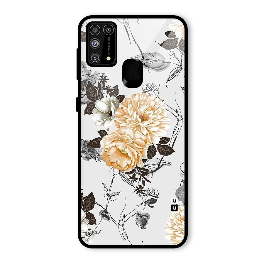 Yellow Floral Glass Back Case for Galaxy F41