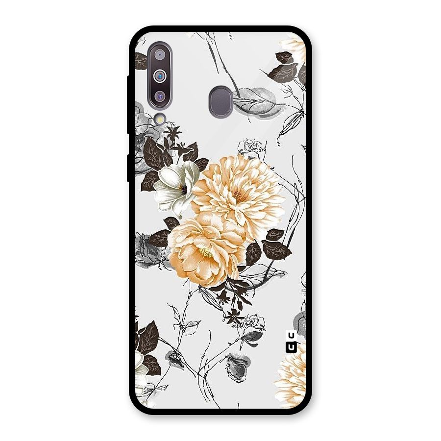 Yellow Floral Glass Back Case for Galaxy M30