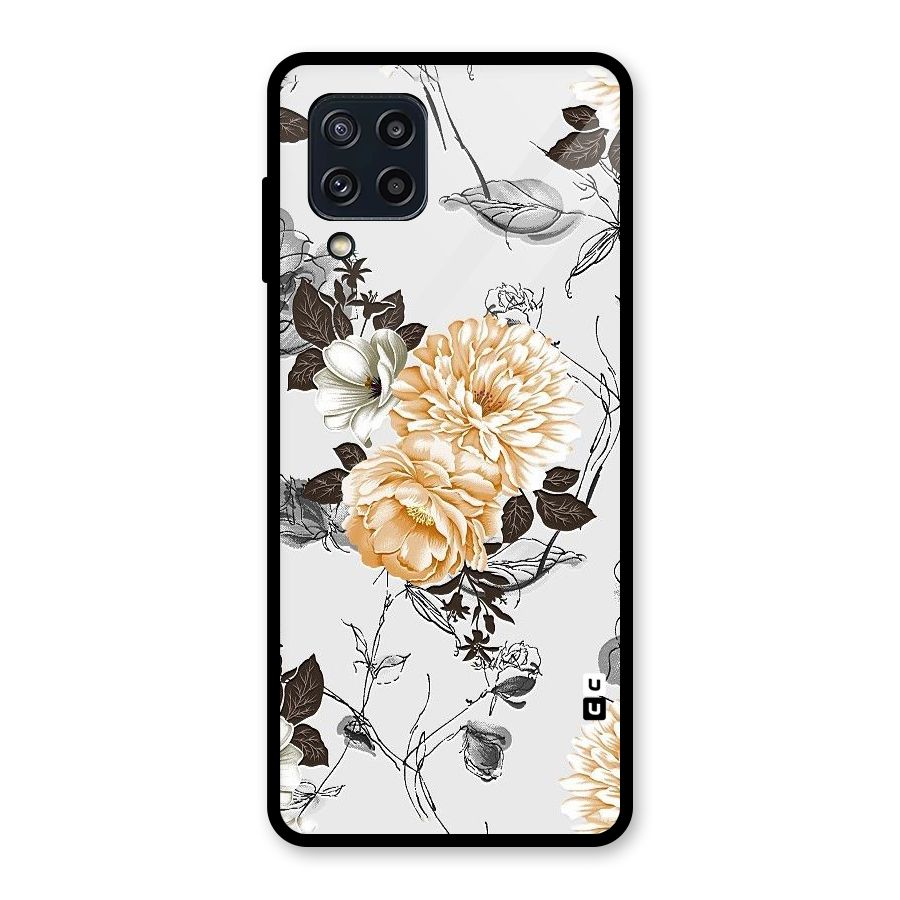 Yellow Floral Glass Back Case for Galaxy M32